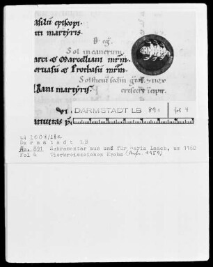 Laacher Sakramentar — Tierkreiszeichen Krebs, Folio 4recto