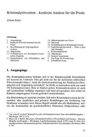 Kriminalprävention - konkrete Ansätze für die Praxis