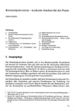 Kriminalprävention - konkrete Ansätze für die Praxis