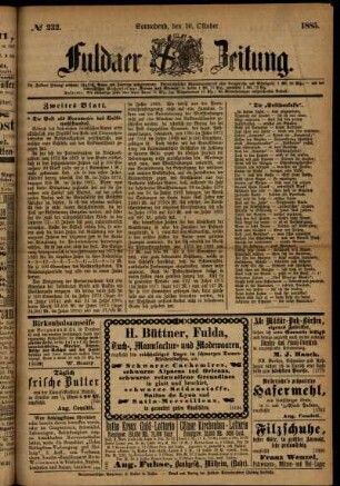 Ausgabe vom Samstag, den 10. Oktober 1885.