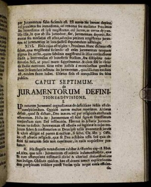 Caput Septimum de Juramentorum Definitione & Divisione.