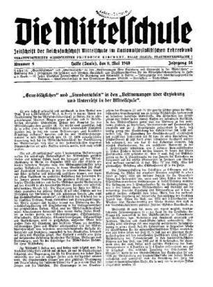 "Grundsätzliches" und "Stundentafeln" in den Bestimmungen über Erziehung und Unterricht in der Mittelschule