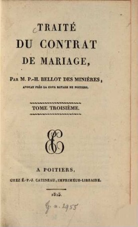 Traité du contrat de mariage, 3