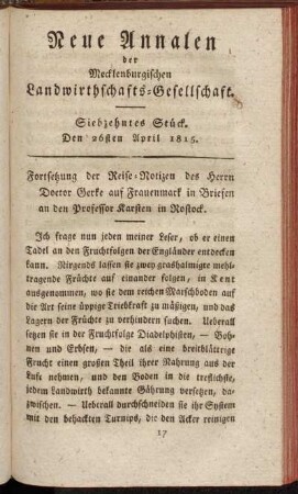 Siebzehntes Stück. Den 26sten April 1815.