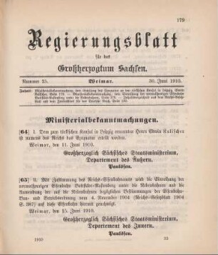 Nr. 65: Ministerialbekanntmachung, betreffend Einreihung der normalspurigen Eisenbahn Buttstädt-Rastenberg unter die Nebenbahnen