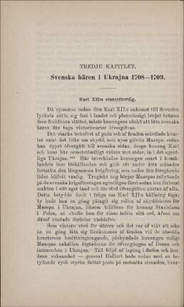 Tredje Kapitlet. Svenska hären i Ukrajna 1708-1709.