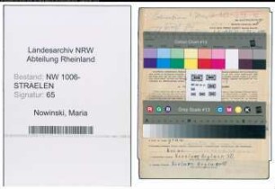 Entnazifizierung Maria Nowinski , geb. 25.10.1894 (Lehrerin)