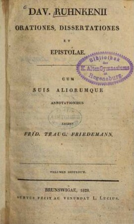 Orationes, dissertationes et epistolae, 2