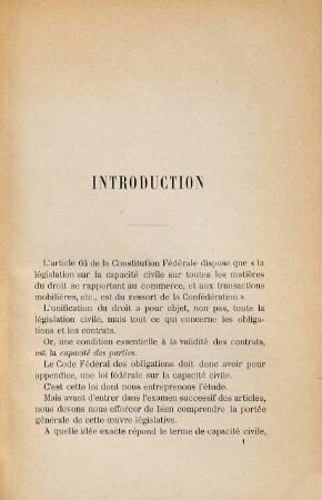 Étude de la loi fédérale sur la capacité civile du 22 juin 1881