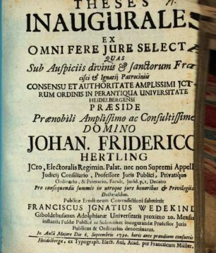 Theses inaugurales ex omni fere iure selectae