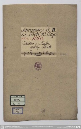 Sonatas - Mus.2035-R-1 : vl, bc - A; GieT deest; PasT A.1.3.11