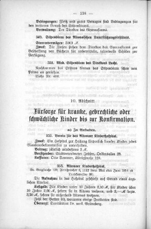 10. Abschnitt. Fürsorge für kranke, gebrechliche oder schwächliche Kinder bis zur Konfirmation.