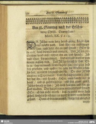 Am III. Sonntag nach der Erscheinung Christi. Evangelium, Matth. IIX. v. 1-13.