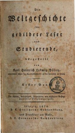 Die Weltgeschichte für gebildete Leser und Studierende, 1
