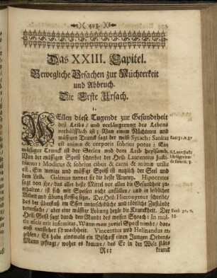 Das XXIII. Capitel. Bewegliche Ursachen zur Nüchterkeit und Abbruch.