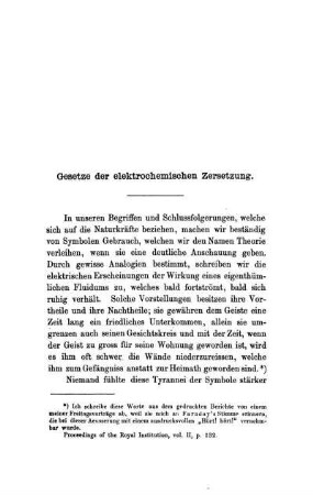 Gesetze der elektrochemischen Zersetzung.