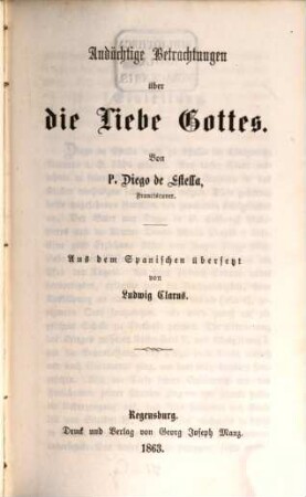Andächtige Betrachtungen über die Liebe Gottes