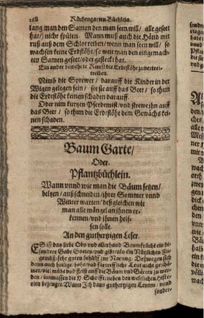 Baum Garte/ Oder. Pflantzbüchlein
