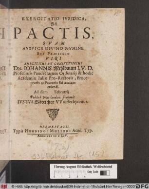 Exercitatio Iuridica, De Pactis