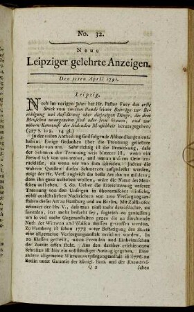 No. 32. Den 22ten April 1791.