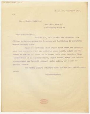Brief an Ignaz Waghalter : 27.09.1919