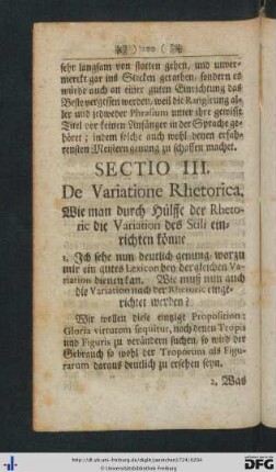 Sectio III. De Variatione Rhetorica.