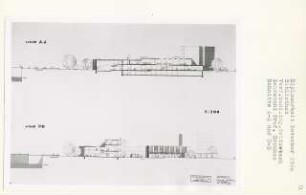 Bibliothek, Berlin-Mitte (Diplomarbeit bei Bernhard Hermkes): Schnitte 1:200
