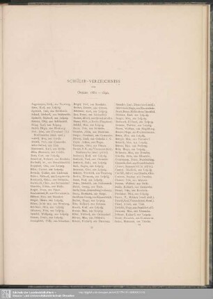 Schüler-Verzeichniss Von Ostern 1882-1890