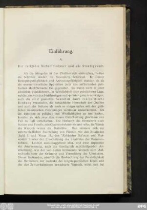 A. Der religiöse Muhammedaner und die Staatsgewalt.