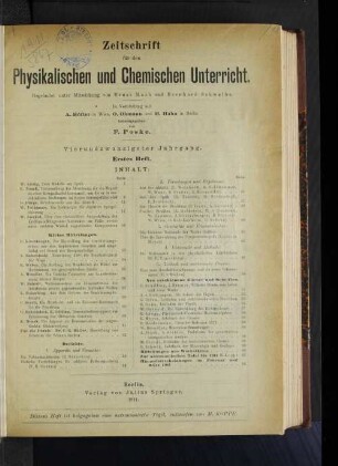 Vierundzwanzigster Jahrgang. Erstes Heft.