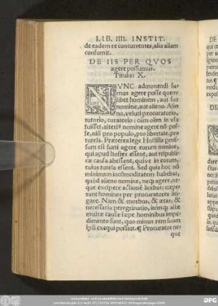 De Iis Per Quod agere possumus. Titulus X.