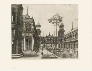 Garten mit umlaufender Säulenhalle, Blatt 11 der Folge "Szenographie oder Perspektive"