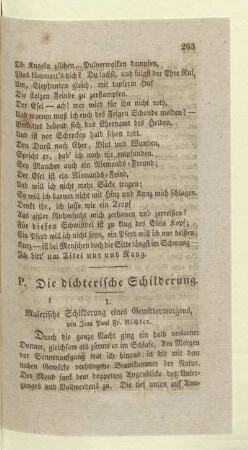P. Die dichterische Schilderung