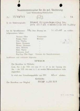 Krüger-Beyschlag, Eduard, Dr.