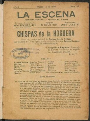 Chispas de la hoguera : pieza en 3 actos