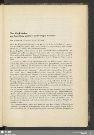 Über Möglichkeiten zur Herstellung qualitativ hochwertigen Steinsalzes