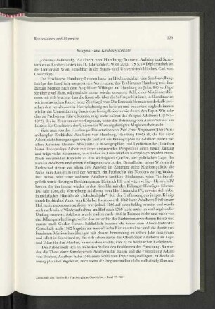 Rezensionen und Hinweise: Religions- und Kirchengeschichte