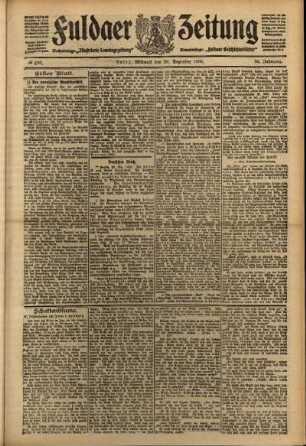 Erste Ausgabe vom Mittwoch, den 29. Dezember 1909.