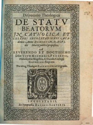 Disputatio theologica de statu beatorum