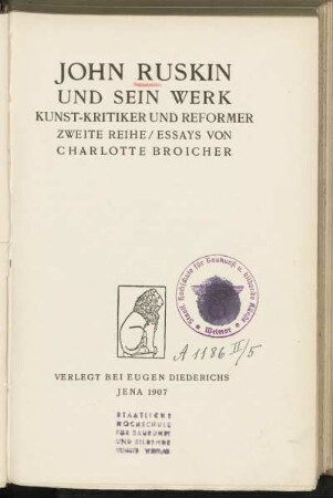Reihe 2: Kunst-Kritiker und Reformer : Essays