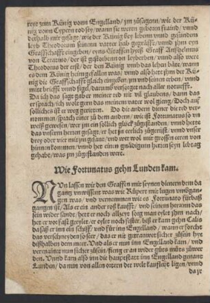 Wie Fortunatus gehn Lunden kam.