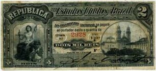 Geldschein, 2 Mil Reis, 1890