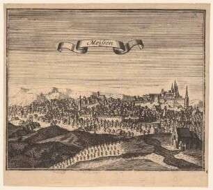 Stadtansicht von Meißen mit dem Burgberg, Blick aus südlicher Richtung