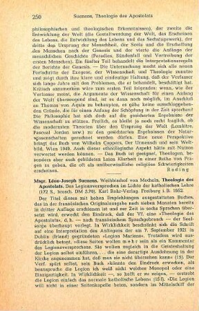250-254 [Rezension] Suenens, Léon Joseph, Theologie des Apostolates