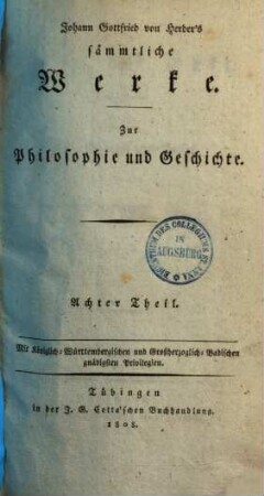 Johann Gottfried von Herder's sämmtliche Werke, [2],8. Zur Philosophie und Geschichte ; 8, Seele und Gott