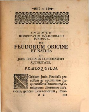 De feudorum origine et natura et de iuris feudalis Longobardici autoritate