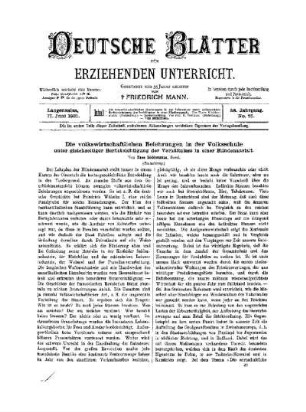 Die volkswirtschaftlichen Belehrungen in der Volksschule unter gleichzeitiger Berücksichtigung der Verhältnisse in einer Blindenanstalt : (Fortsetzung)