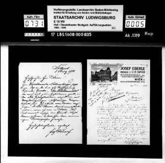 Das Veilchenmädel. Operette von Josef Hellmesberger