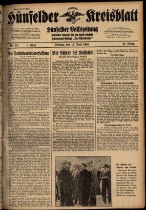 Erste Ausgabe vom Freitag, den 15. Juni 1934.