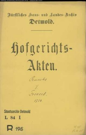 Rumke, Hermann Henrich zu Brosen gegen Hermann Henrich Frevert - Schuldforderung